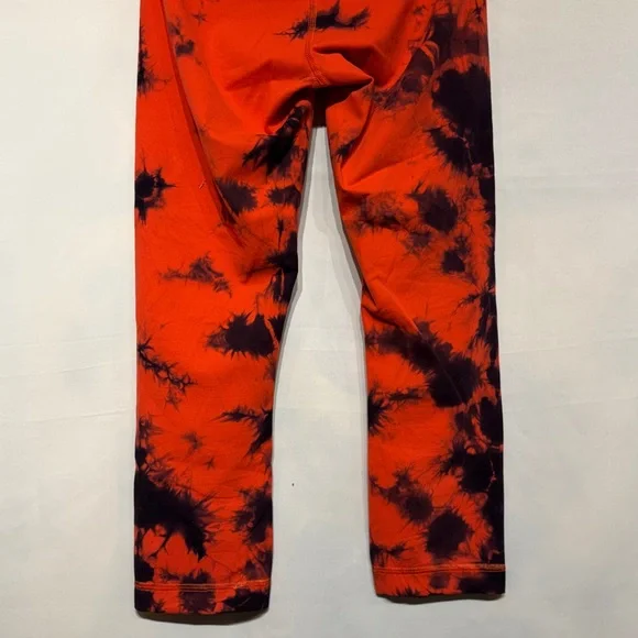 Lululemon Wunder Train High-Rise Crop 21" *Wash Tie Dye Carnation Red Black Sz 6 - Picture 8 of 10
